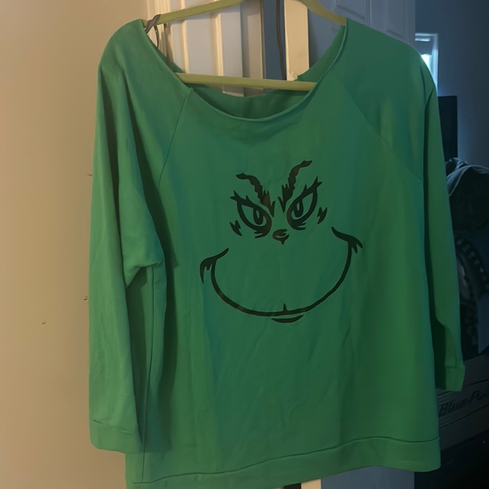 Grinch off the shoulder 3/4 sleeves shirt